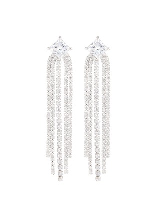 Main View - Click To Enlarge - CZ BY KENNETH JAY LANE - Cubic zirconia princess stud fringe drop earrings