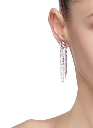 Figure View - Click To Enlarge - CZ BY KENNETH JAY LANE - Cubic zirconia princess stud fringe drop earrings