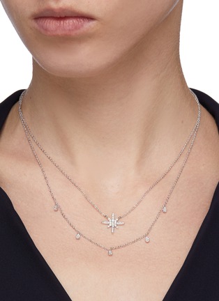 Figure View - Click To Enlarge - CZ BY KENNETH JAY LANE - Cubic zirconia tiered star pendant necklace