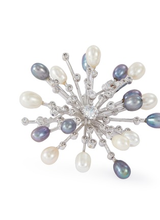 Detail View - Click To Enlarge - CZ BY KENNETH JAY LANE - Fresh water pearl cubic zirconia starburst brooch