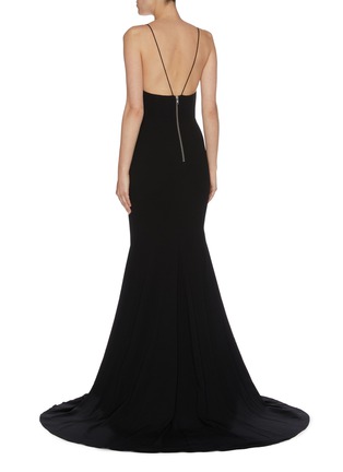 Back View - Click To Enlarge - ALEX PERRY - 'Clay' satin panel crepe gown