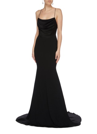 Figure View - Click To Enlarge - ALEX PERRY - 'Clay' satin panel crepe gown