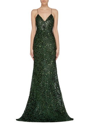 Main View - Click To Enlarge - ALEX PERRY - 'Jenson' tinsel leopard devoré silk blend bias gown