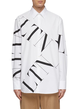 Main View - Click To Enlarge - VALENTINO GARAVANI - 'VLTN Macrogrid' print oversized shirt