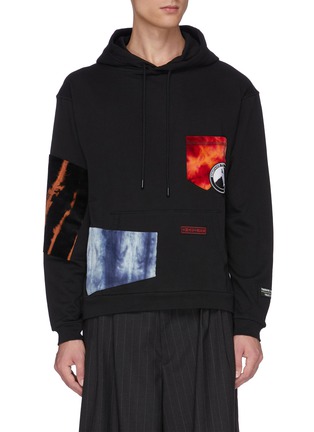Main View - Click To Enlarge - THE WORLD IS YOUR OYSTER - Tie-dye effect corduroy patch hoodie