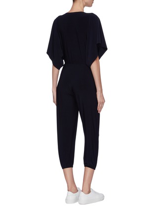 Back View - Click To Enlarge - NORMA KAMALI - 'Rectangle' slit collar cropped jogging jumpsuit