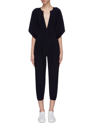 Main View - Click To Enlarge - NORMA KAMALI - 'Rectangle' slit collar cropped jogging jumpsuit