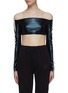 Main View - Click To Enlarge - NORMA KAMALI - Stripe sleeve cropped off-shoulder top