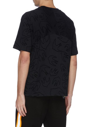 Back View - Click To Enlarge - MC Q - Swallow velvet flock print panelled T-shirt