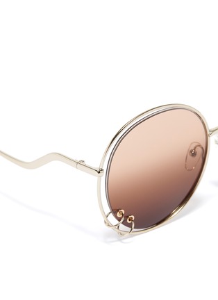 Detail View - Click To Enlarge - CHLOÉ - 'Carlina' cutout metal oversized round sunglasses