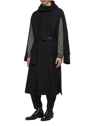 Figure View - Click To Enlarge - BED J.W. FORD - Cutout sleeve belted hooded coat