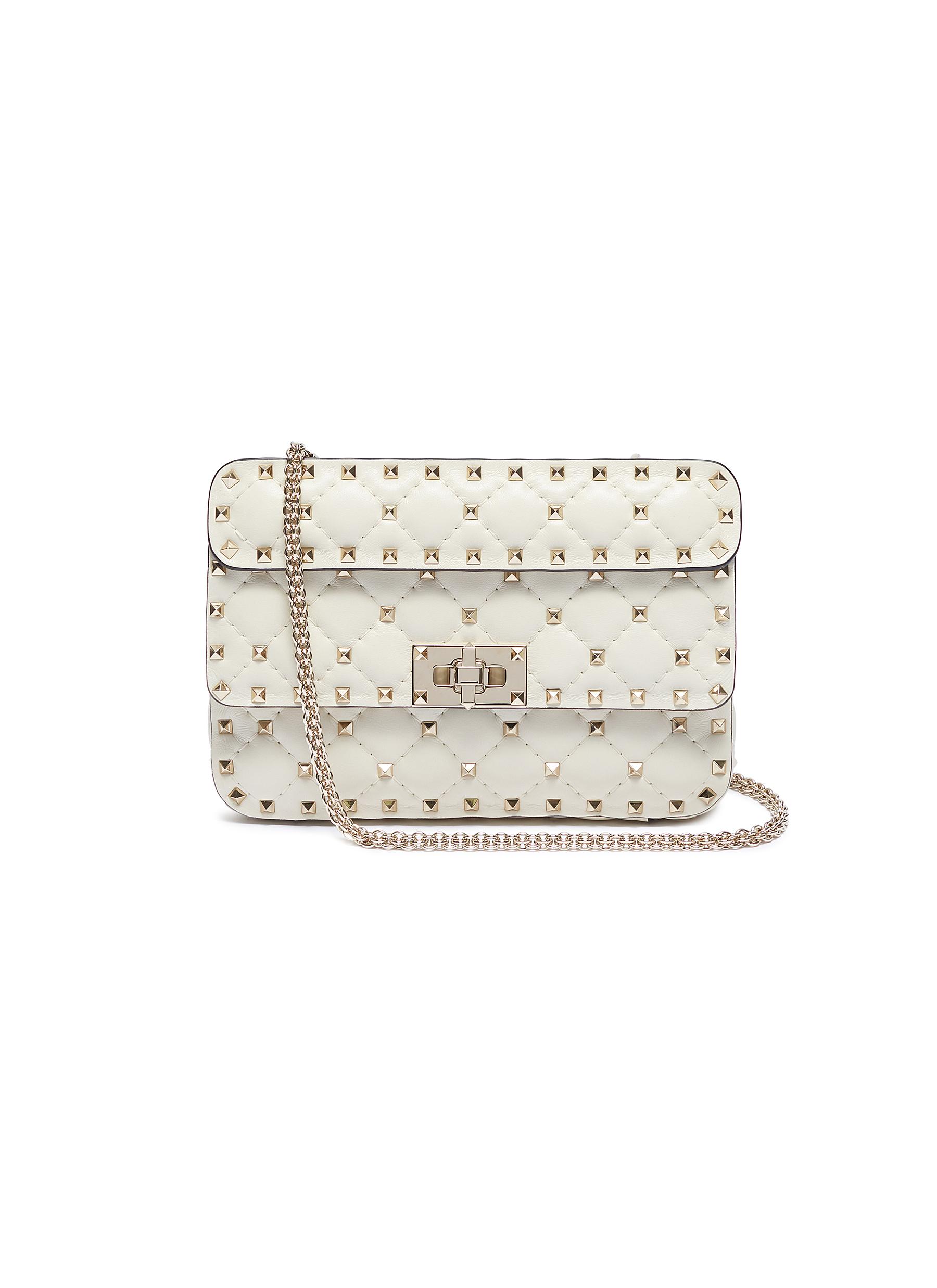 Click to view more detailed imagery on our partner's website Valentino 'Rockstud Spike' Small Leather Shoulder Bag In Light Ivory
