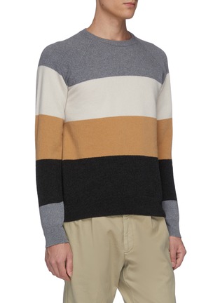 Front View - Click To Enlarge - ALTEA - Stripe colourblock jacquard sweater