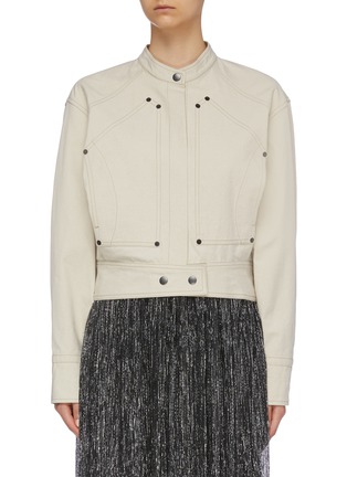Main View - Click To Enlarge - ISABEL MARANT - 'Loumi' contrast topstitch panelled bomber jacket