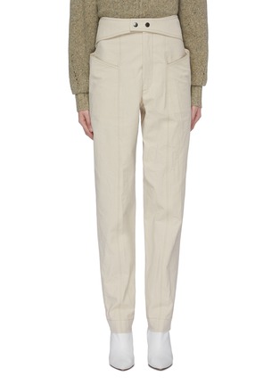 Main View - Click To Enlarge - ISABEL MARANT - 'Lixy' belted contrast topstitching cotton twill pants