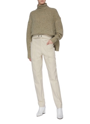 Figure View - Click To Enlarge - ISABEL MARANT - 'Lixy' belted contrast topstitching cotton twill pants