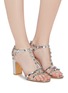 Figure View - Click To Enlarge - VALENTINO GARAVANI - Valentino Garavani Rockstud caged metallic leather sandals