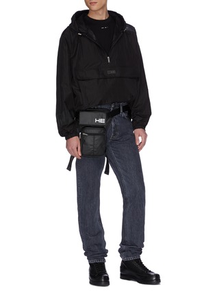 Figure View - Click To Enlarge - HELIOT EMIL - Convertible bag half zip hooded anorak
