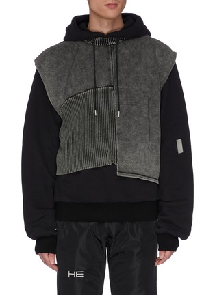 Main View - Click To Enlarge - HELIOT EMIL - Rib knit panel hoodie