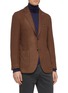 Front View - Click To Enlarge - LARDINI - Houndstooth wool-silk soft blazer