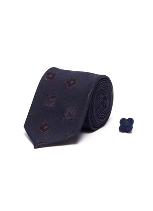 Main View - Click To Enlarge - LARDINI - Diamond jacquard silk-wool tie