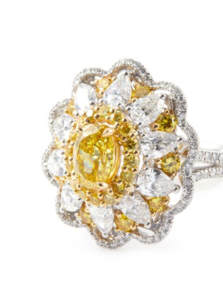 Detail View - Click To Enlarge - LC COLLECTION JEWELLERY - Diamond 18k yellow gold platinum floral ring