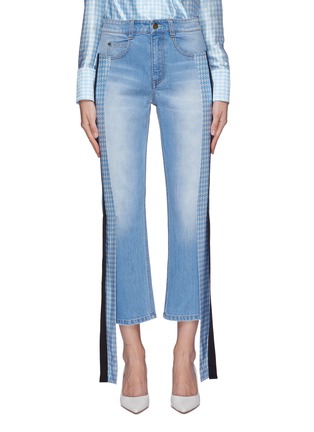 Main View - Click To Enlarge - HELLESSY - 'Pluto' stripe drape silk panel outseam jeans