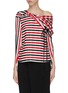 Main View - Click To Enlarge - HELLESSY - 'Galaxy' knot one-shoulder stripe hooded blouse