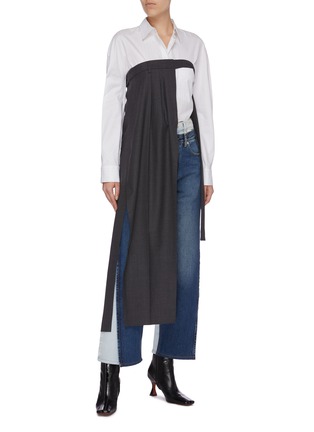 Figure View - Click To Enlarge - MAISON MARGIELA - Asymmetric suiting pants panel strapless top