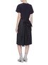 Back View - Click To Enlarge - MAISON MARGIELA - Asymmetric belted pleated panel windowpane check dress