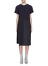 Main View - Click To Enlarge - MAISON MARGIELA - Asymmetric belted pleated panel windowpane check dress