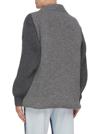 Back View - Click To Enlarge - MAISON MARGIELA - Convertible colourblock vest panel layered wool cardigan