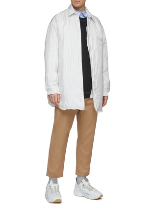 Figure View - Click To Enlarge - MAISON MARGIELA - Pinstripe oversized padded shirt jacket