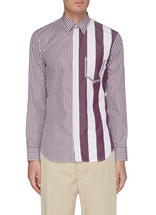 Main View - Click To Enlarge - MAISON MARGIELA - Deconstructed pocket mixed stripe shirt