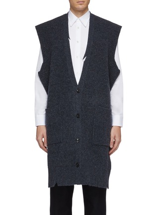 Main View - Click To Enlarge - MAISON MARGIELA - Distressed border oversized high-low knit vest