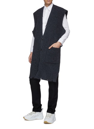 Figure View - Click To Enlarge - MAISON MARGIELA - Distressed border oversized high-low knit vest