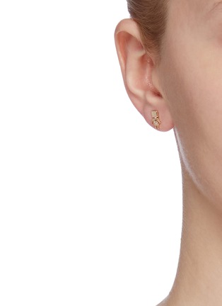 Figure View - Click To Enlarge - SYDNEY EVAN - 'Robot' diamond 14k yellow gold single stud earring