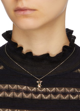 Figure View - Click To Enlarge - SYDNEY EVAN - 'Girl Robot' diamond 14k yellow gold pendant necklace