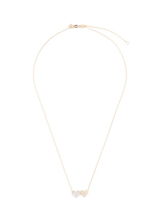 Main View - Click To Enlarge - SYDNEY EVAN - 'Double Heart' medium diamond 14k gold pendant necklace