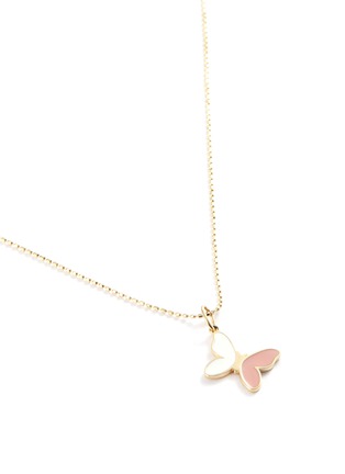 Detail View - Click To Enlarge - SYDNEY EVAN - Colourblock enamel butterfly 14k yellow gold pendant necklace