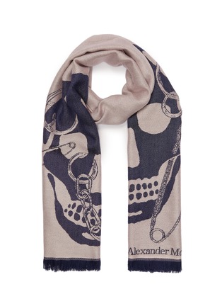 Main View - Click To Enlarge - ALEXANDER MCQUEEN - Chained Skull wool scarf