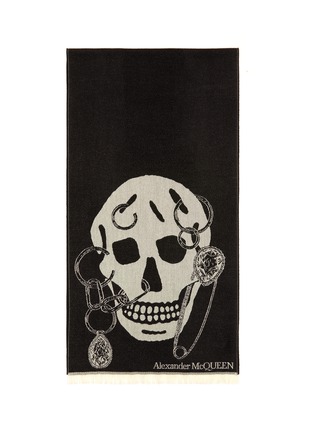 Detail View - Click To Enlarge - ALEXANDER MCQUEEN - Chained Skull wool scarf
