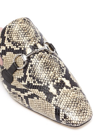 Detail View - Click To Enlarge - PEDDER RED - 'Zac' horsebit snake embossed loafer slides