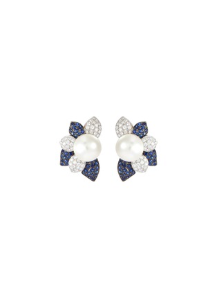 Main View - Click To Enlarge - LC COLLECTION JEWELLERY - Diamond sapphire South Sea pearl 18k white gold earrings