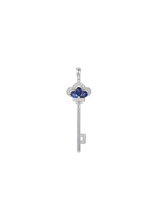 Main View - Click To Enlarge - LC COLLECTION JEWELLERY - Diamond sapphire 18k white gold key pendant