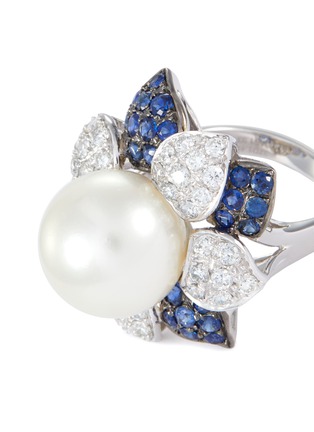 Detail View - Click To Enlarge - LC COLLECTION JEWELLERY - Diamond sapphire South Sea pearl 18k white gold ring