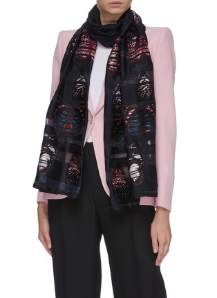 Figure View - Click To Enlarge - ALEXANDER MCQUEEN - Glitched Butterfly silk blend scarf
