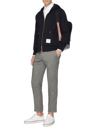 Figure View - Click To Enlarge - THOM BROWNE  - Stripe back zip hoodie