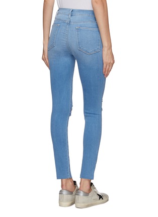 Back View - Click To Enlarge - FRAME - 'Le High Skinny' cropped ripped knee jeans