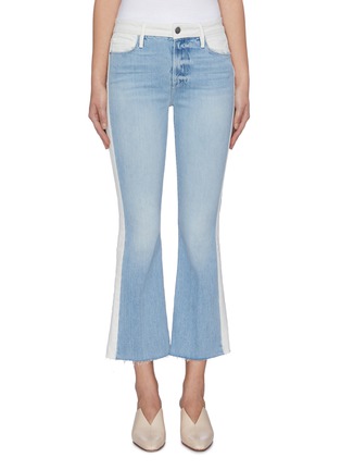 Main View - Click To Enlarge - FRAME - 'Le Crop Mini' colourblock waistband stripe outseam bootcut jeans